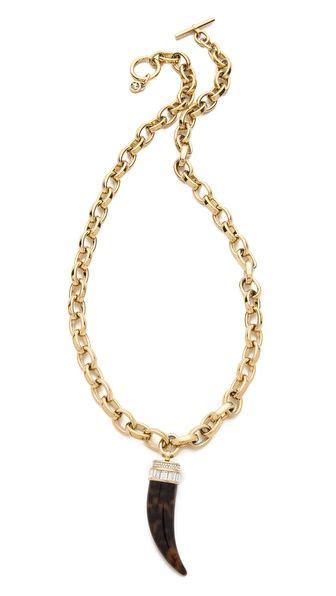 michael kors pave tortoise horn pendant necklace